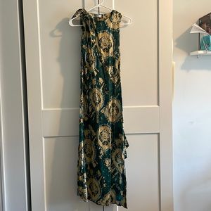 Tie-Dye Linen Blend Green Dress with Tie Sleeve, Zara - Medium
